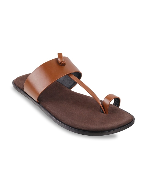 

DAVINCHI Men Tan & Brown Ethnic Leather Comfort Sandals