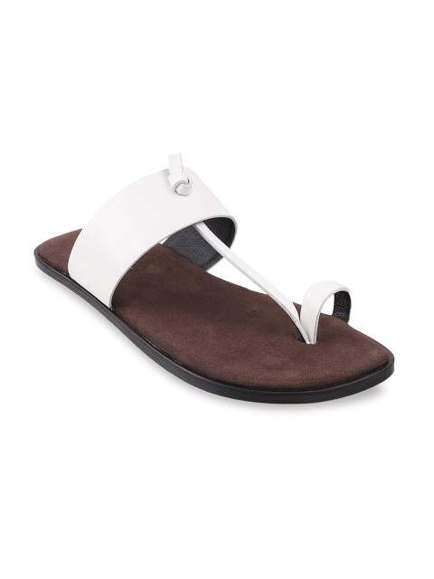 

DAVINCHI Men White Leather One Toe Comfort Sandals