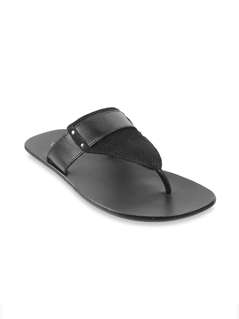 

DAVINCHI Men Black Leather Comfort Sandals