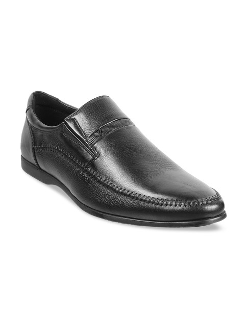 

DAVINCHI Men Black Solid Leather Formal Slip-on