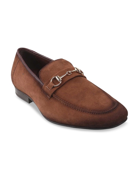 

DAVINCHI Men Tan-Brown Solid Suede Formal Loafers