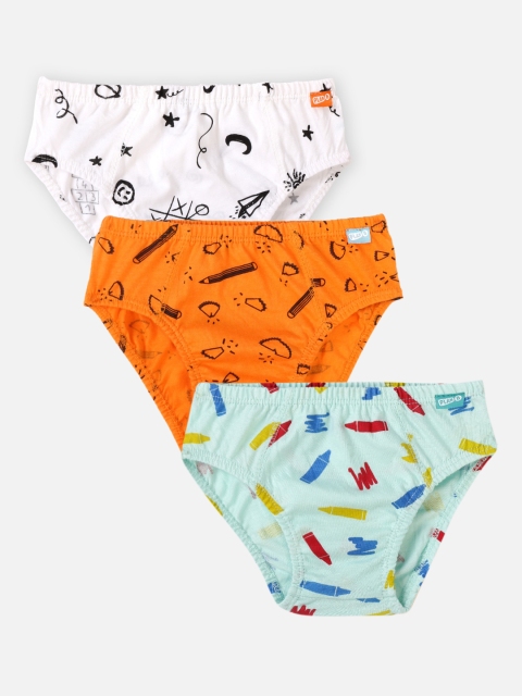 

You Got Plan B Boys Pack Of 3 Printed Antimicrobial Pure Cotton Basic Briefs, Orange