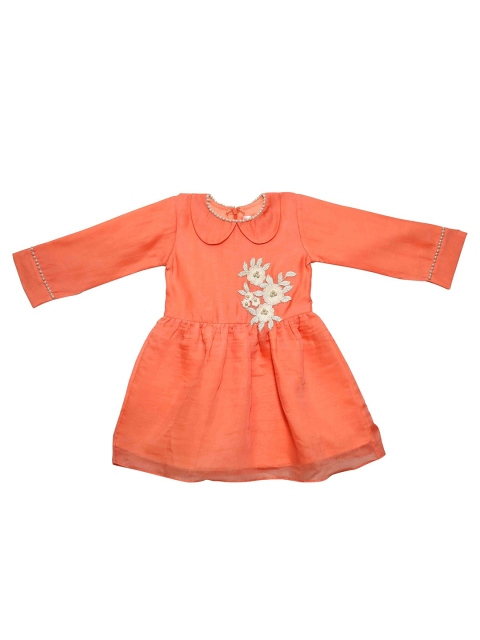 

Mish Organic Girls Cream-Coloured Peter Pan Collar Fit & Flare Dress