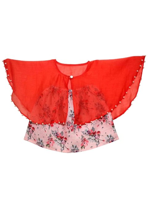 

Mish Organic Girls Pink Floral Printed Pure Cotton Cape Top