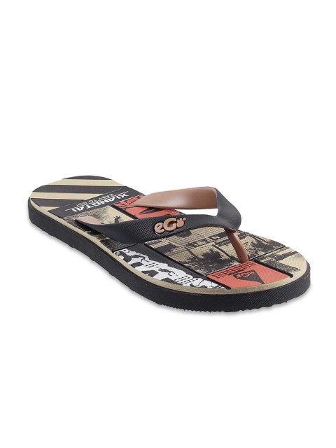 

WALKWAY Men Brown Printed Thong Flip-Flops