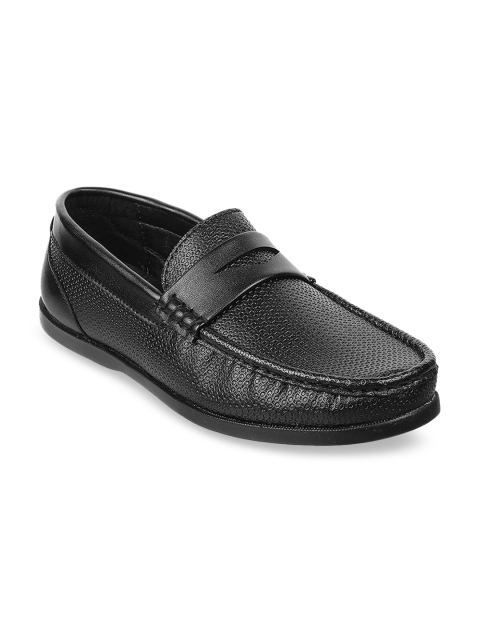 

WALKWAY by Metro Men Black Textured Penny Loafers