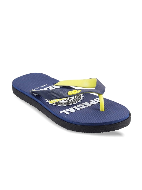 

WALKWAY Men Blue & Fluorescent Green Printed Thong Flip-Flops