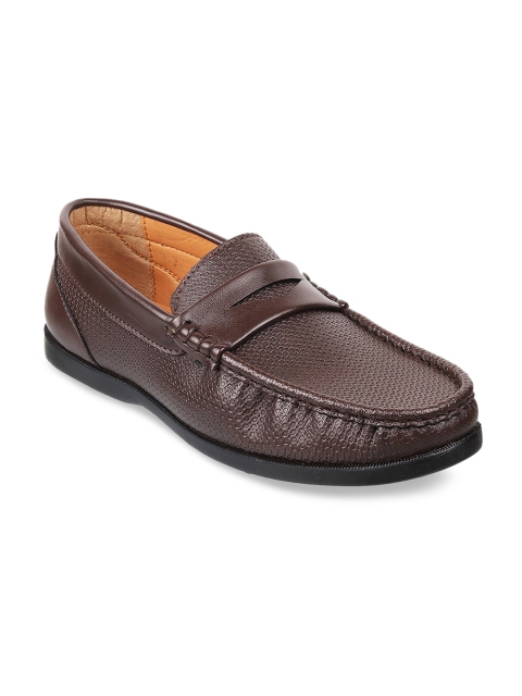 

WALKWAY Men Brown Textured Loafers