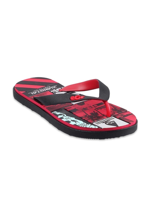 

WALKWAY Men Black & Red Printed Thong Flip Flops