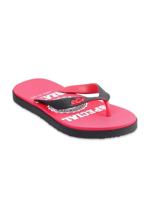 

WALKWAY Men Red & Black Printed Thong Flip-Flops