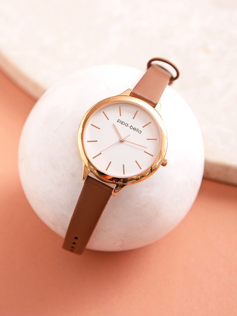 

Pipa Bella Women White Dial & Brown Straps Analogue Watch O-JA22WT00116520, Coffee brown