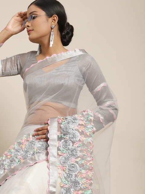 

Tikhi Imli Grey & Pink Embroidered Floral Saree