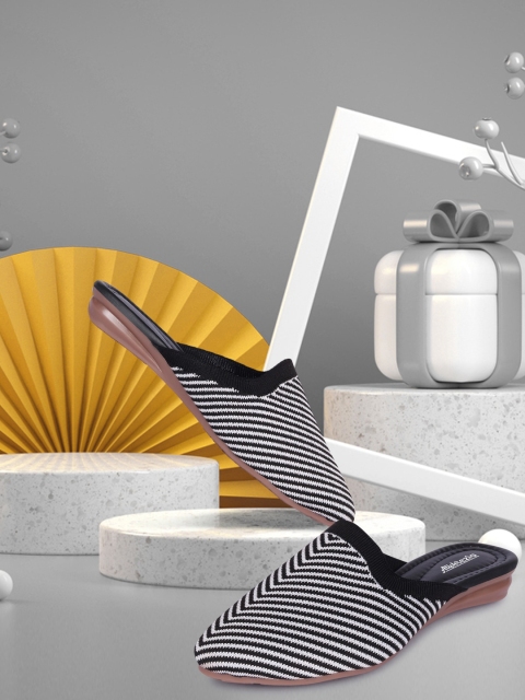 

Alishtezia Women Black & White Striped Mules