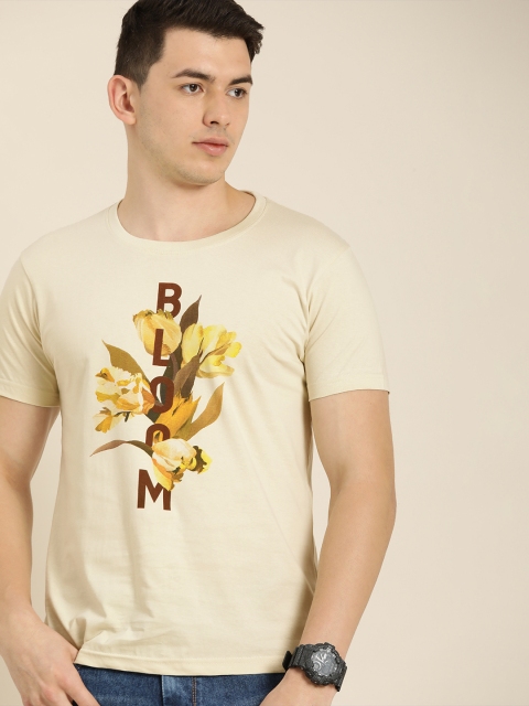 

Moda Rapido Men Cream-Coloured Graphic Printed Pure Cotton T-shirt