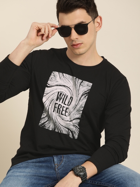 

Moda Rapido Men Black Graphic Printed Pure Cotton Casual T-shirt