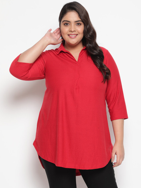 

Amydus Plus Size Red Shirt Style Top