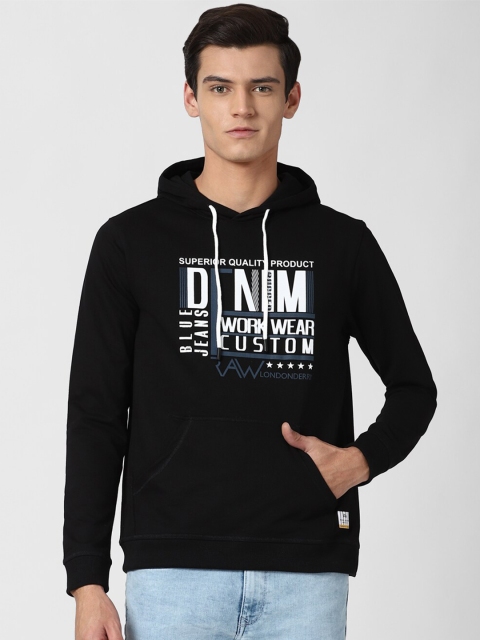 

Peter England Casuals Men Black Printed Hooded Sweatshirt