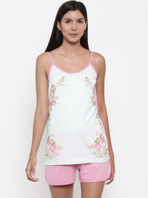 

Kanvin Women Pink & White Printed Pure Cotton Night suit