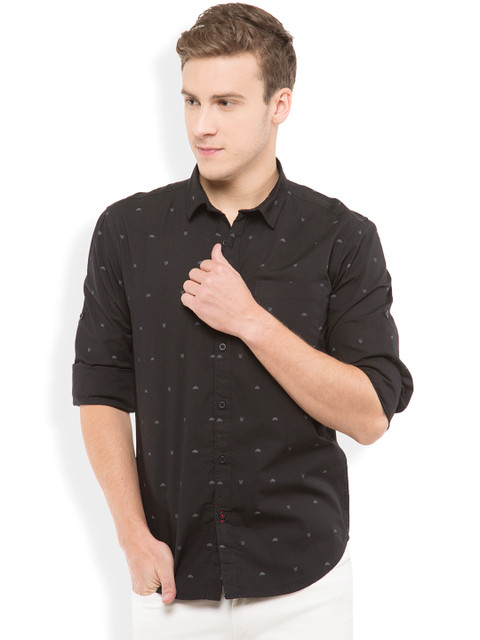 

HIGHLANDER Men Black Slim Fit Printed Casual Shirt