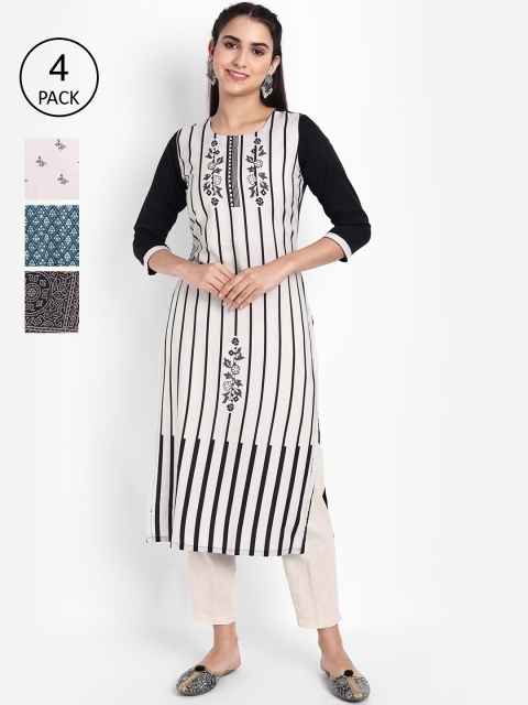 

Ethnic basket Women Pack of 4 Printed Crepe Kurta, Multi