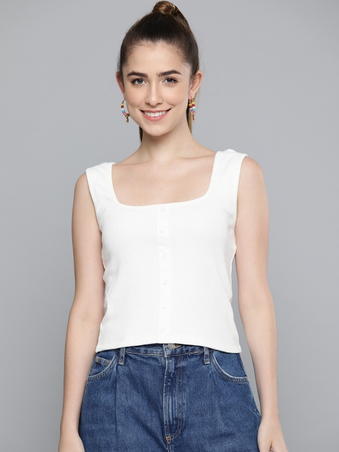 

HERE&NOW Women White Fitted Top