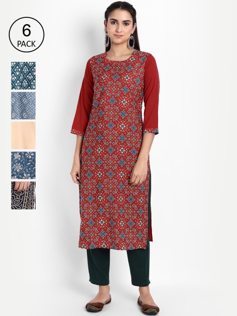 

Ethnic basket Women Multicoloured Ethnic Motifs Printed Floral Crepe Kurta, Multi