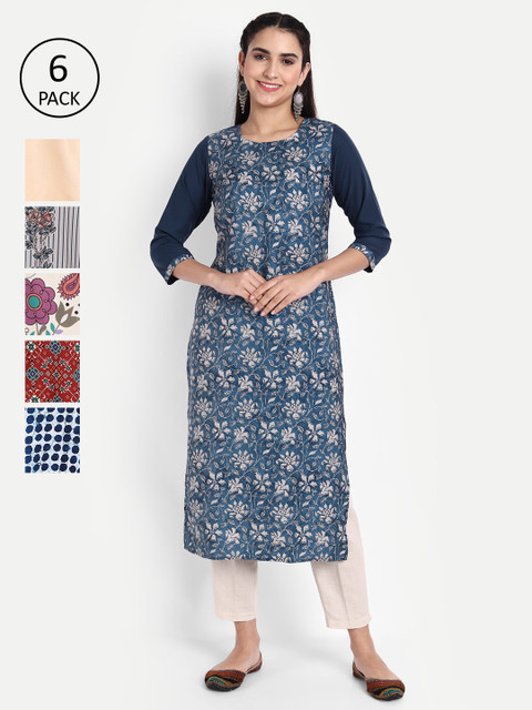 

Ethnic basket Women Multicoloured Floral Printed Floral Crepe Kurta, Multi
