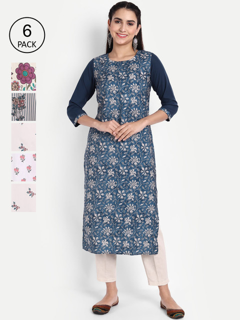 

Ethnic basket Women Multicoloured Floral Printed Floral Crepe Kurta, Multi