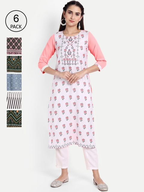 

Ethnic basket Women Multicoloured Geometric Printed Floral Crepe Kurta, Multi