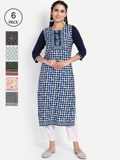 

Ethnic basket Women Multicoloured Geometric Dyed Floral Crepe Kurta, Multi
