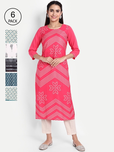 

Ethnic basket Women Multicoloured Geometric Dyed Floral Crepe Kurta, Multi