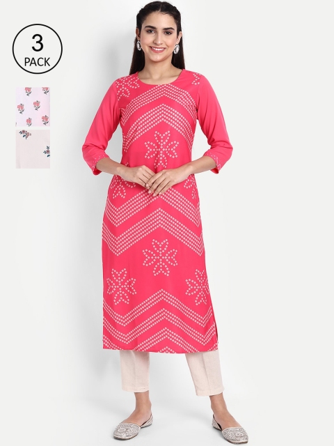 

Ethnic basket Women Multicoloured Geometric Printed Keyhole Neck Floral Crepe Kurta, Multi