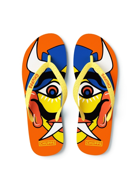 

CHUPPS Women Orange & Blue Printed Natural Rubber Thong Flip-Flops