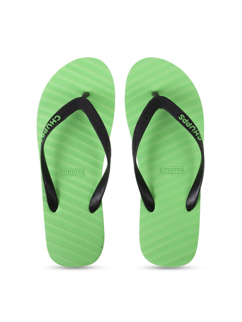 

CHUPPS Women Green & Black Rubber Thong Flip-Flops