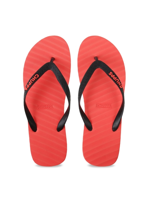 

CHUPPS Women Coral & Black Rubber Thong Flip-Flops