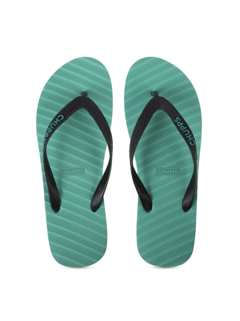

CHUPPS Women Green & Black Rubber Thong Flip-Flops