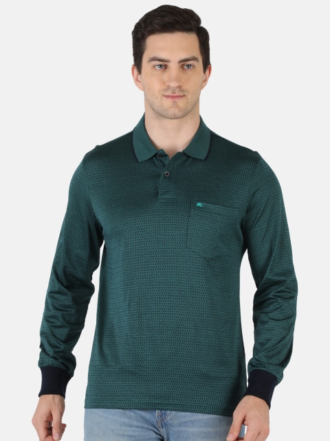 

Monte Carlo Men Green Abstract Printed Polo Collar Pockets T-shirt