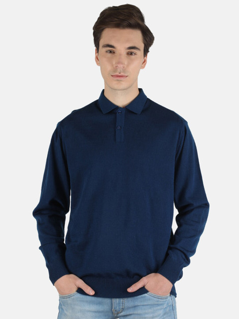 

Monte Carlo Men Blue Polo Collar Woolen T-shirt