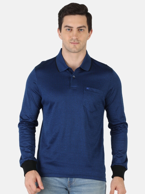 

Monte Carlo Men Navy Blue Self Design Plus Size Polo Collar T-shirt