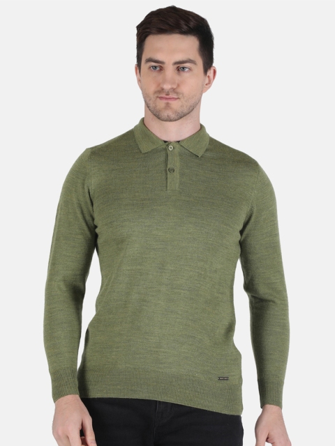

Monte Carlo Men Olive Green Polo Collar Wool T-shirt
