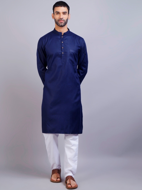 

GRACIT Men Navy Blue Kurta with Pyjamas