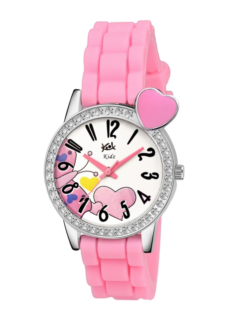 

Kool Kidz Unisex Kids White Printed Dial & Pink Straps Analogue Watch