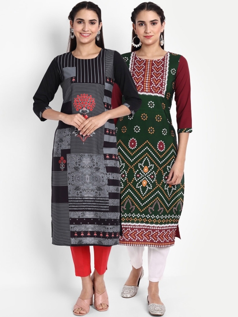 

Ethnic basket Women Pack Of 2 Digital Print Straight Kurta, Multi