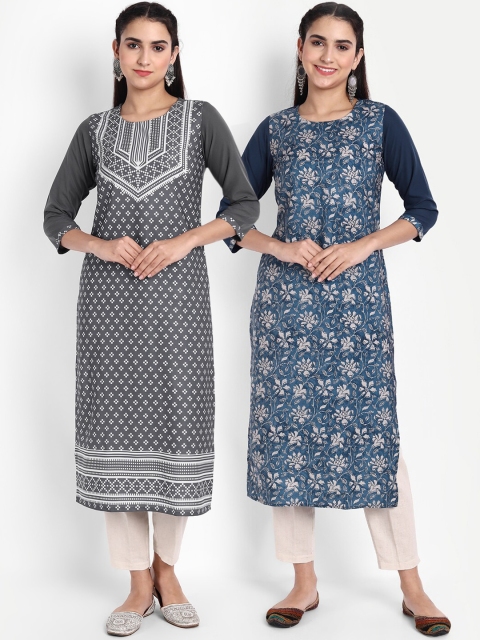 

Ethnic basket Women Pack Of 2 Kurtas, Grey