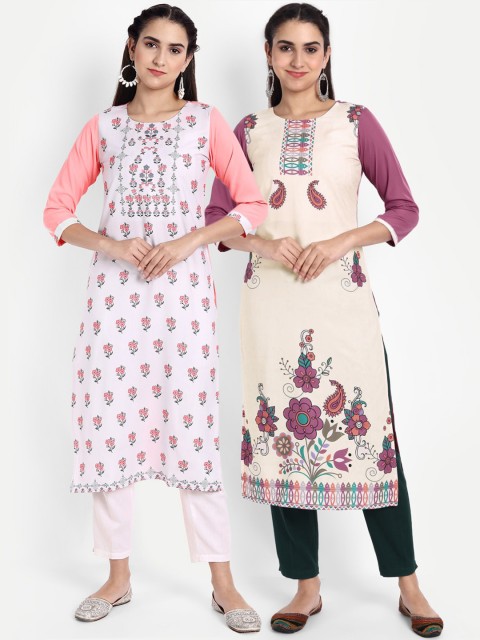 

Ethnic basket Women Set of 2 Ethnic Motifs Printed Crepe Kurta, Multi