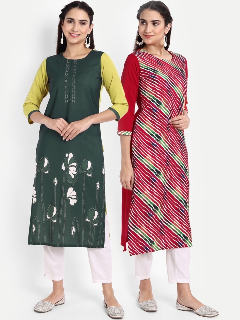 

Ethnic basket Women Pack Of 2 Digital Print Straight Kurta, Multi