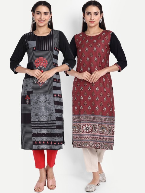 

Ethnic basket Women Pack Of 2 Kurtas, Maroon