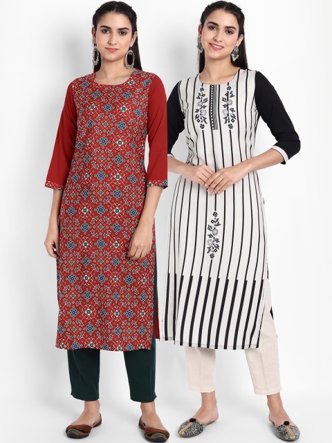 

Ethnic basket Women Pack of 2 Printed Crepe Kurta, Multi