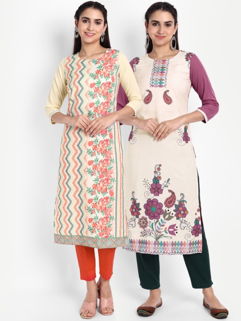 

Ethnic basket Women Pack Of 2 Cream Ethnic Motifs Printed Kurta