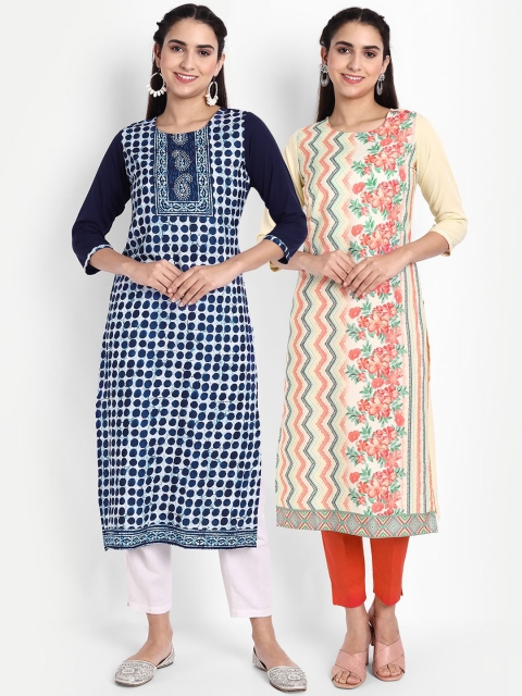 

Ethnic basket Pack of 2 Women Ethnic Motifs Printed Crepe Kurta, Multi